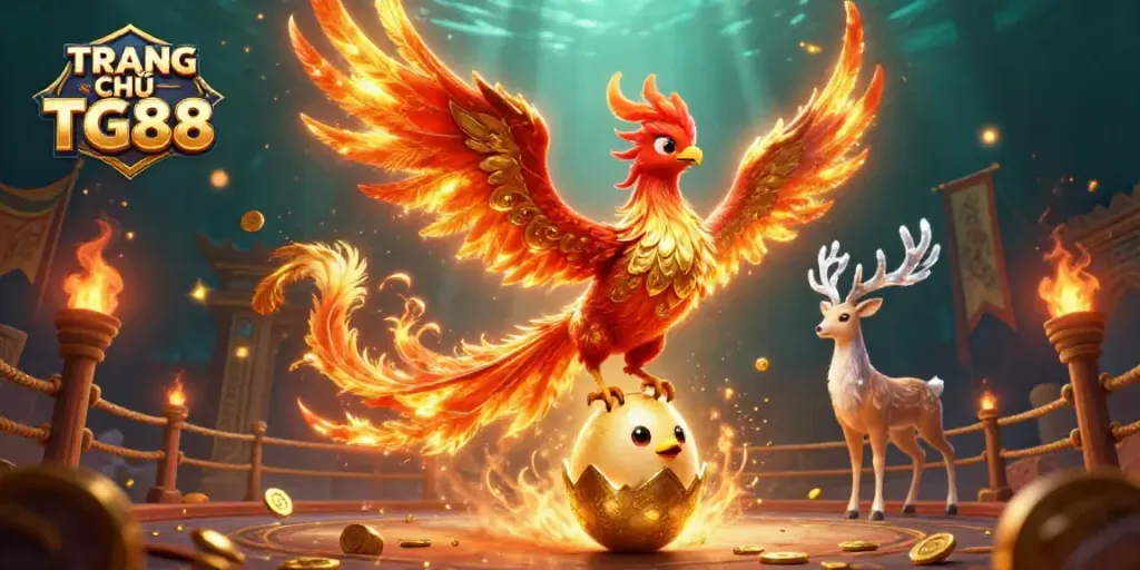 Experience the thrill at TRANG CHỦ TG88 with vibrant casino elements and mystical characters.